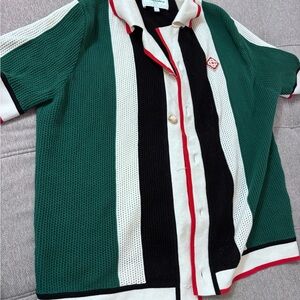 Green and Black Button Down Shirt